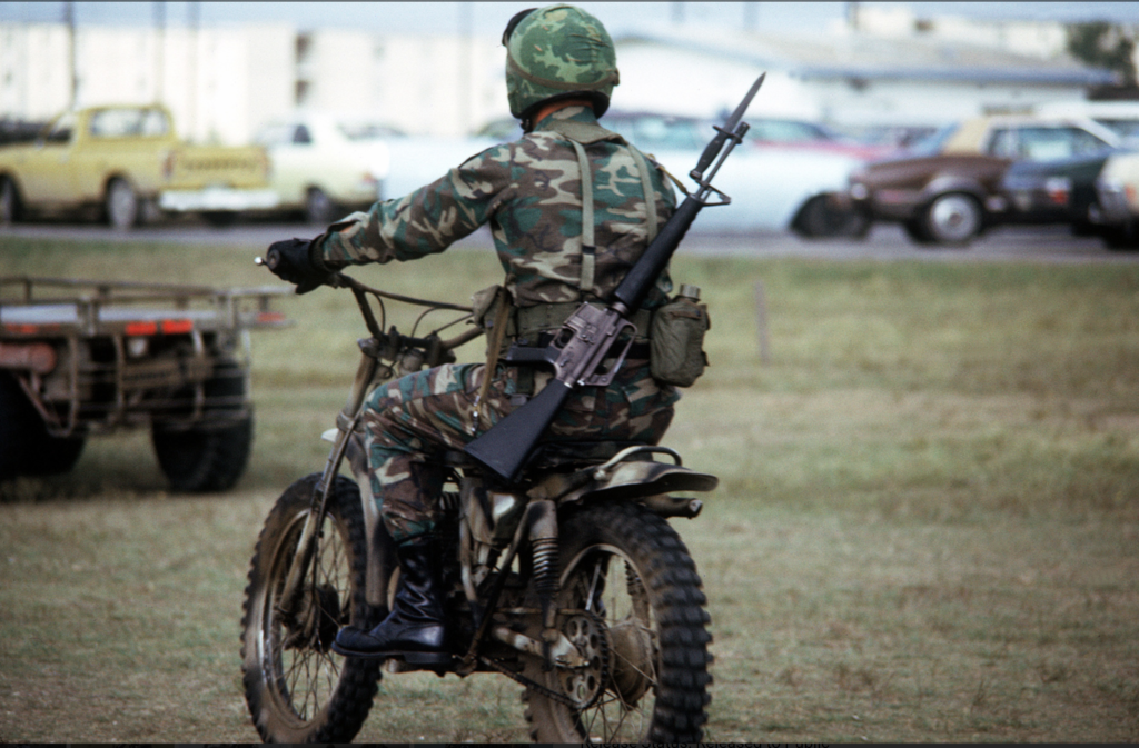 tactical motorcycle in camo