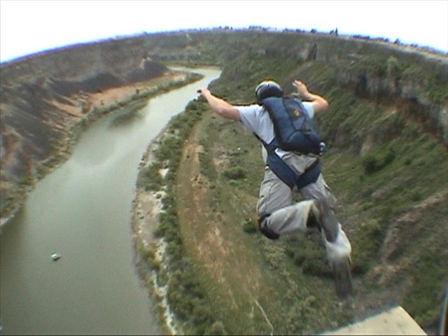 Jason Kasper jumping out of a plane