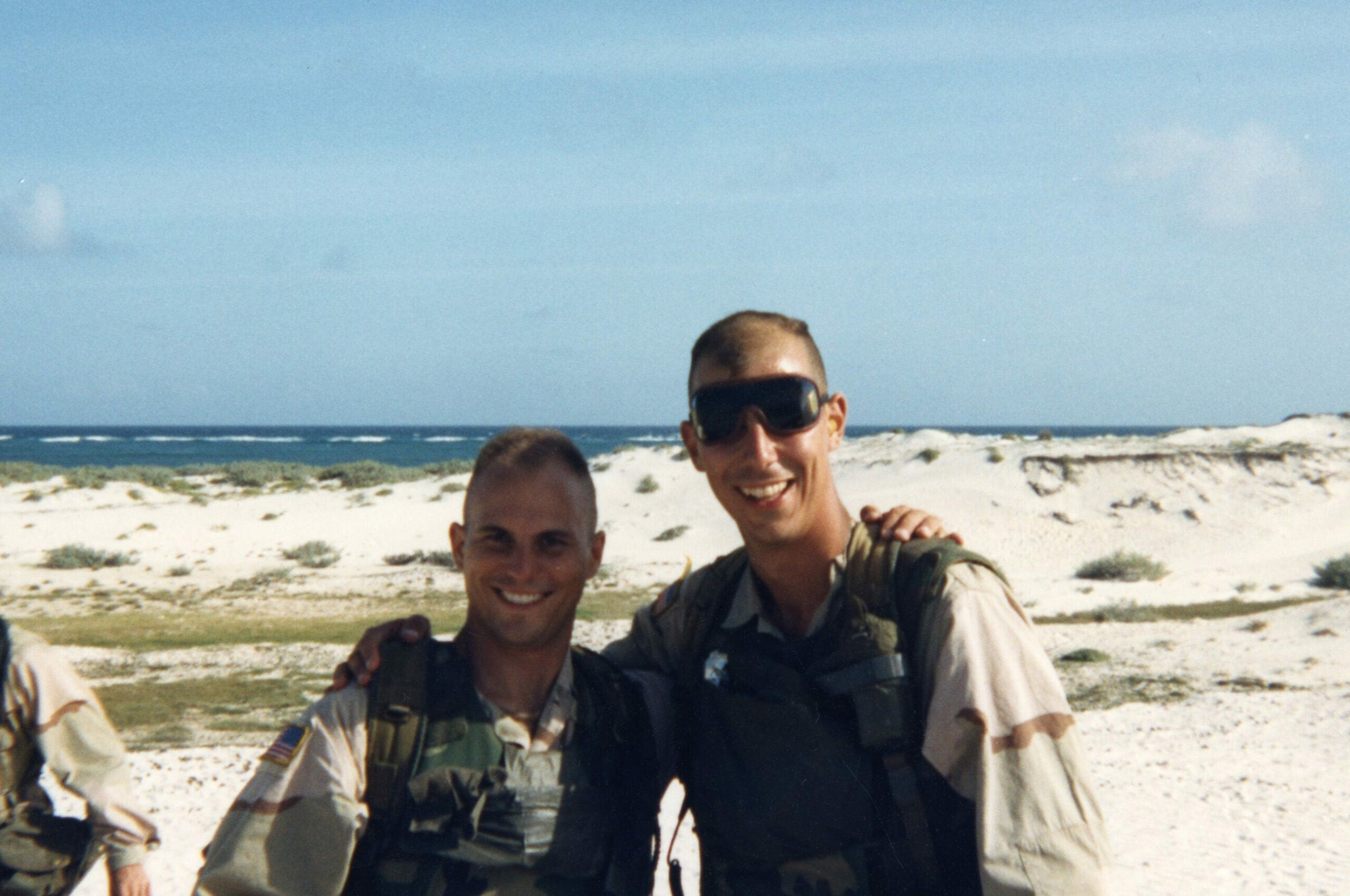 Photo provided by Fox Nation. Eversmann is on the left with another soldier while serving on active duty.