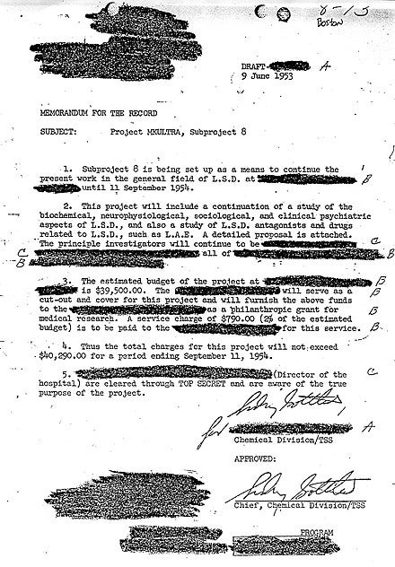 Sidney Gottlieb approved of a letter about mind-control program