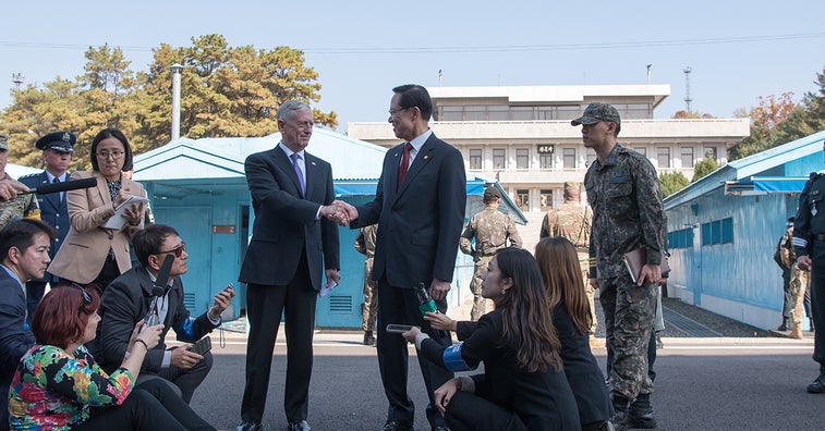 Mattis visits Korean DMZ and stresses diplomacy as tensions simmer
