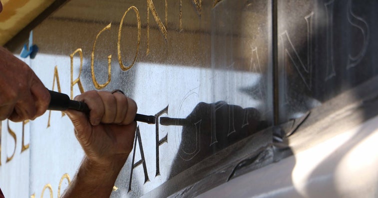 New engravings on the USMC War Memorial honor Iraq and Afghanistan Marines