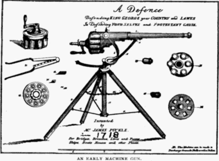 The first machine gun was invented before the Revolutionary War