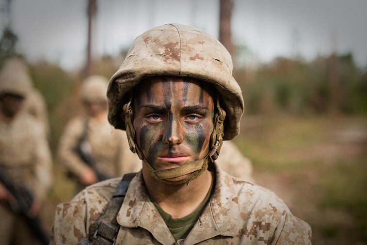 This female infantry Marine was born in a Siberian prison camp
