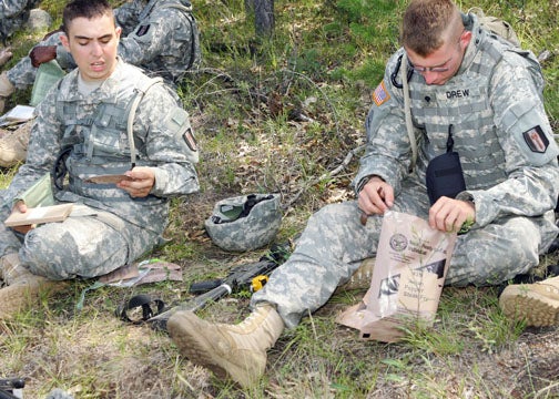 Soldier making MREs