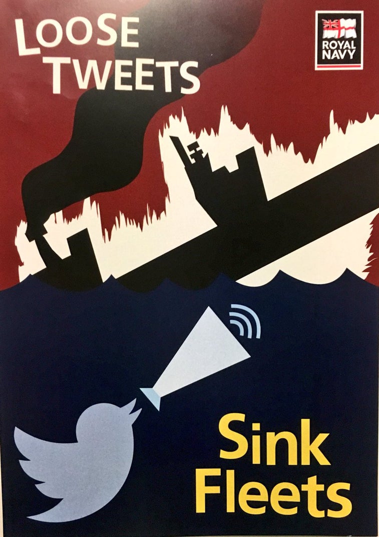 The Royal Navy updated a famous WW2 poster to warn its sailors about tweeting