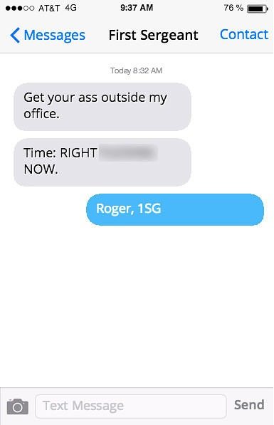 9 text messages from First Sergeant you never want to read