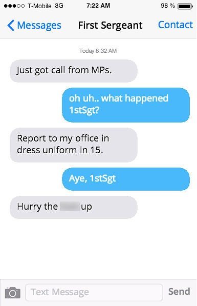 9 text messages from First Sergeant you never want to read