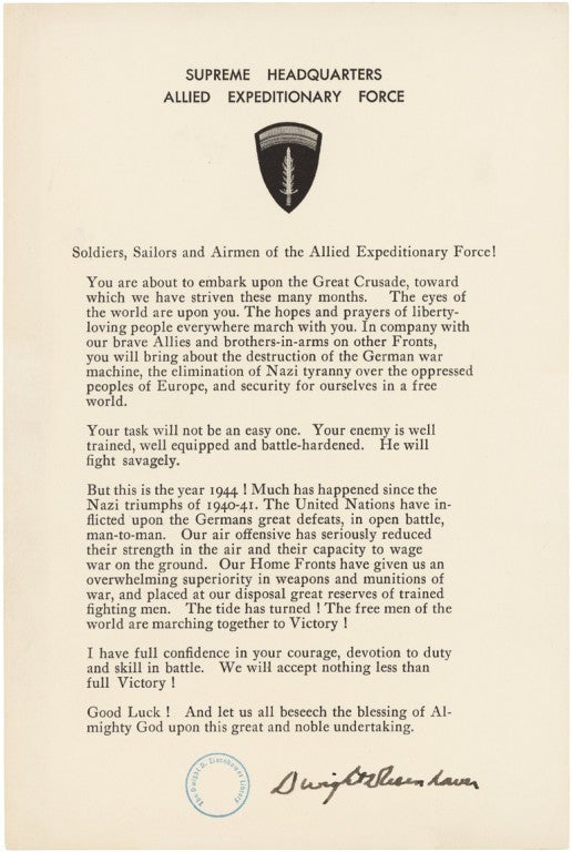 Here’s what Gen. Eisenhower told his troops before the largest amphibious assault in history