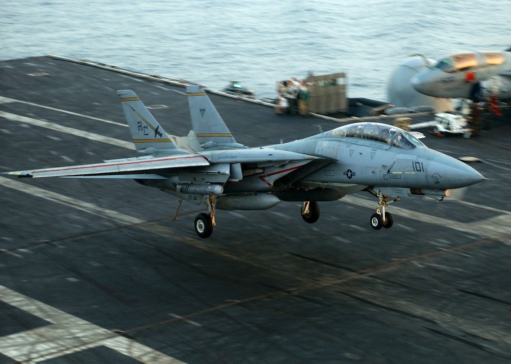 F-14 Tomcat on aircraft carrier