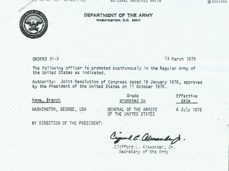 That time Gerald Ford promoted George Washington to six-star general
