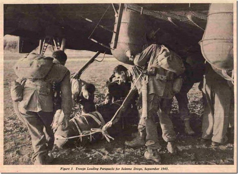 Paratroopers preparing for a a combat jump 