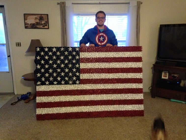 Teen creates American flag using plastic Army guys