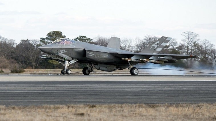 Navy F-35C landed so precisely, it tore up a runway