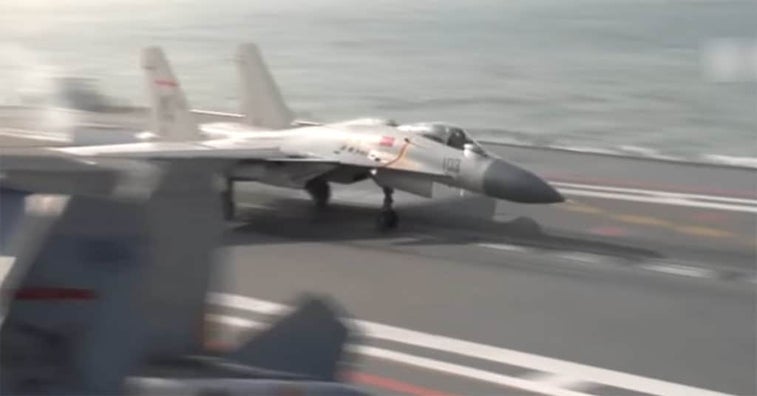 Watch China launch planes from its only aircraft carrier