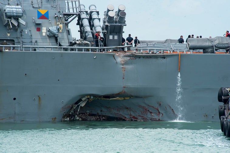 Pictures show USS McCain collision flooded crew berths, comm spaces