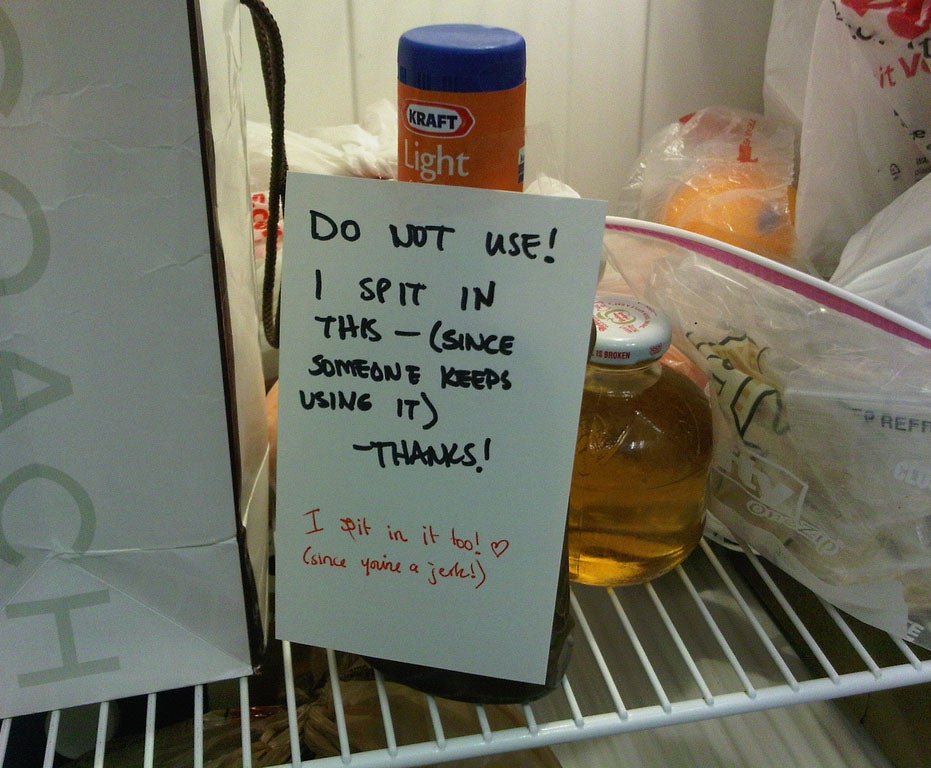 note in fridge