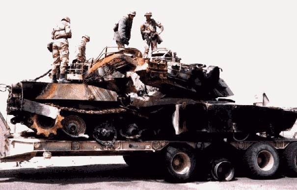 What happens to an Abrams tank if hit by a battleship shell