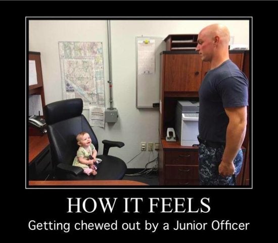 getting chewed out by a junior officer