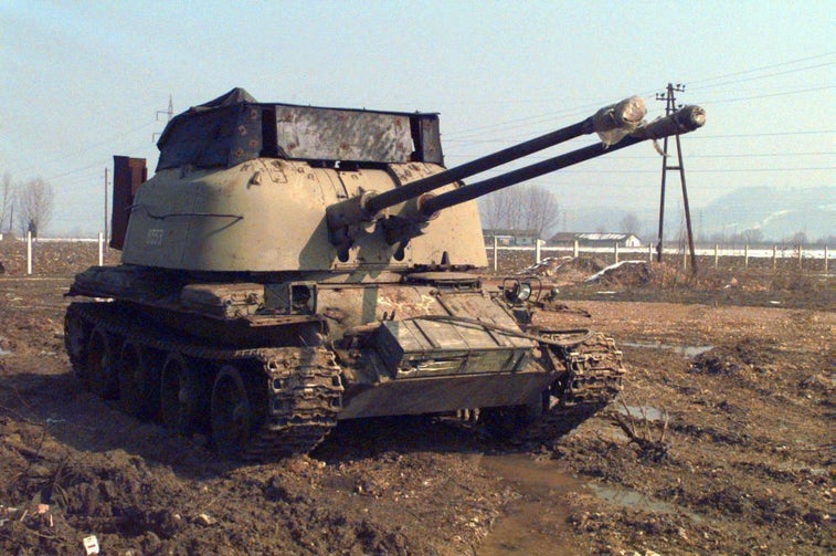 This Russian tank was packing anti-aircraft turrets