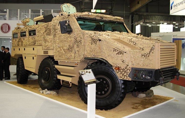 French troops ride into battle in this armored truck