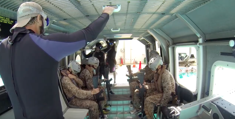 Watch these Marines survive the famous helo dunker blindfolded