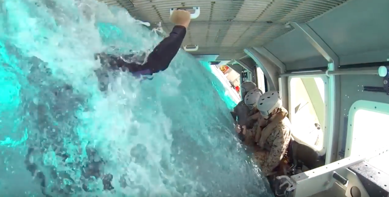 Watch these Marines survive the famous helo dunker blindfolded