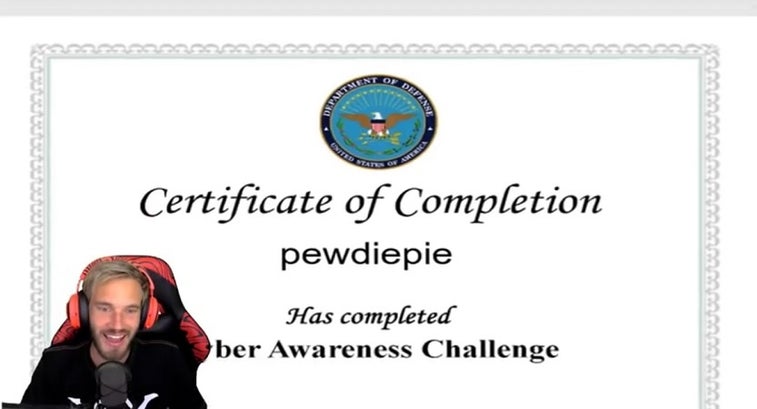 Watch this YouTuber take on the DoD Cyber Awareness Challenge