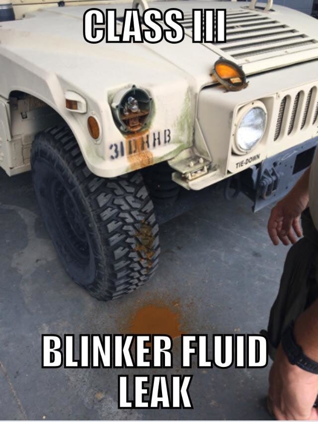 motor pool army blinder fluid leak