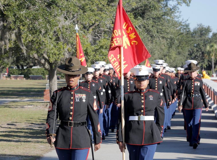 First Marines to get new women’s uniform graduate boot camp