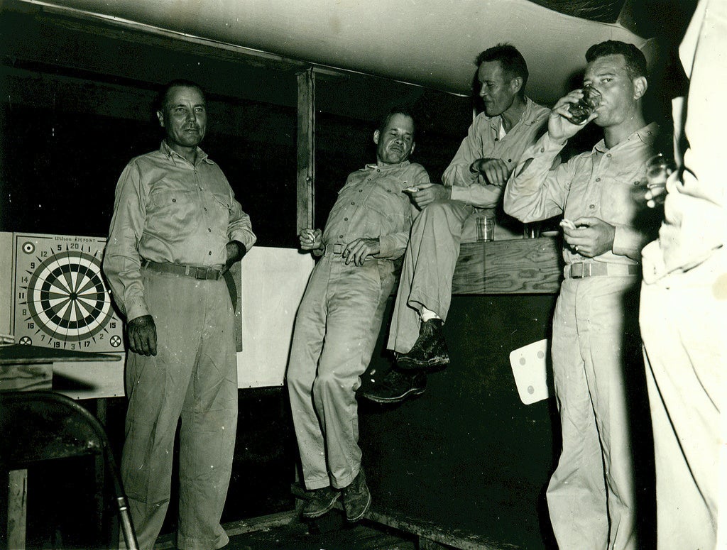 Chesty Puller and other officers enjoy themselves.
