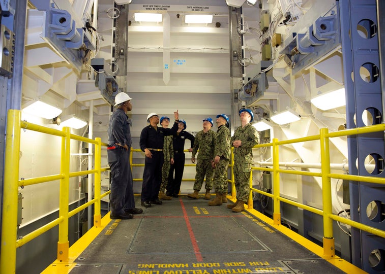 USS Ford accepts new weapons elevator to speed up attacks