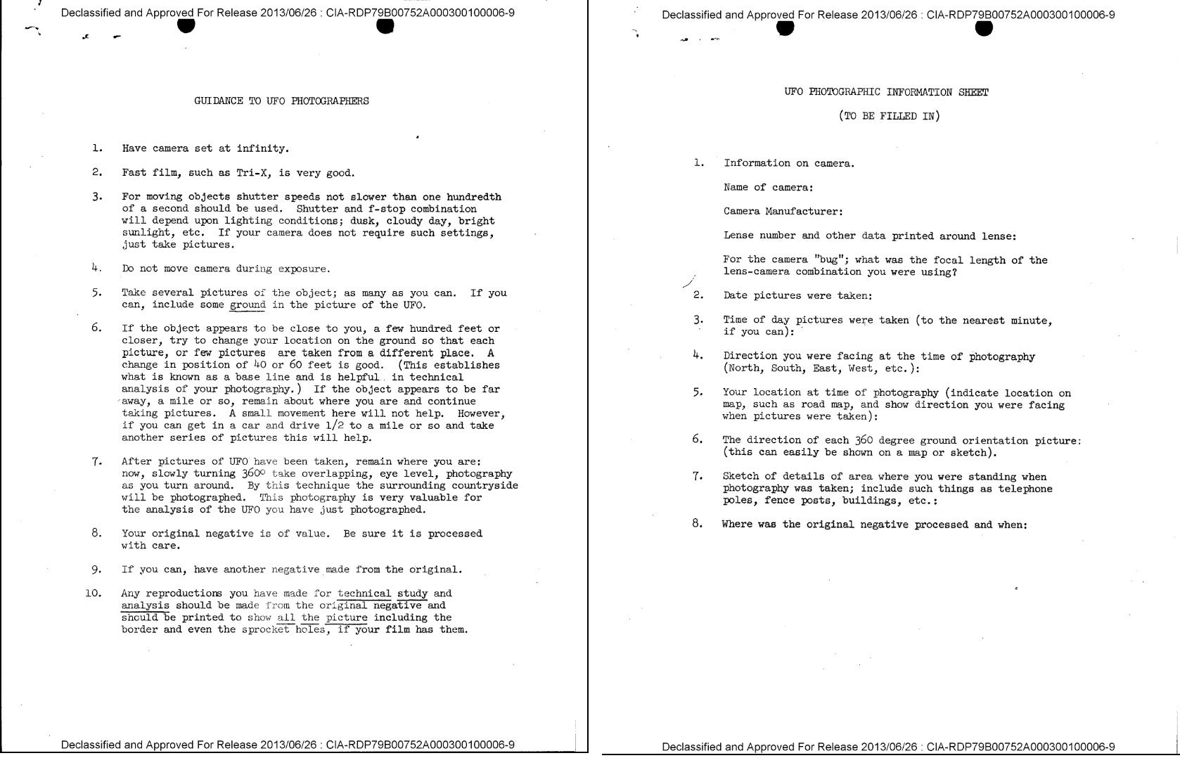 Real declassified CIA docs provide guidance for ‘UFO Photographers’