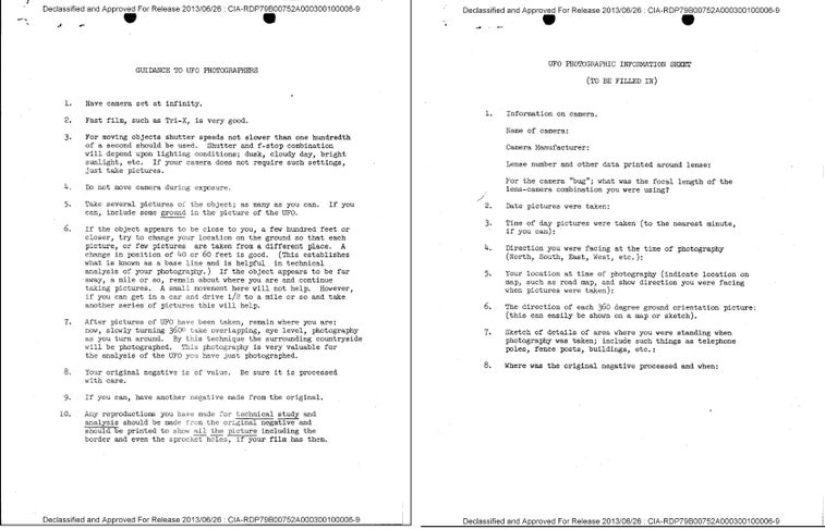 Real declassified CIA docs provide guidance for ‘UFO Photographers’