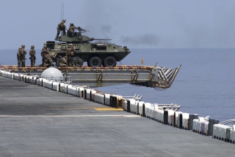 US Marines sailed through the Strait of Hormuz ready for an Iran fight