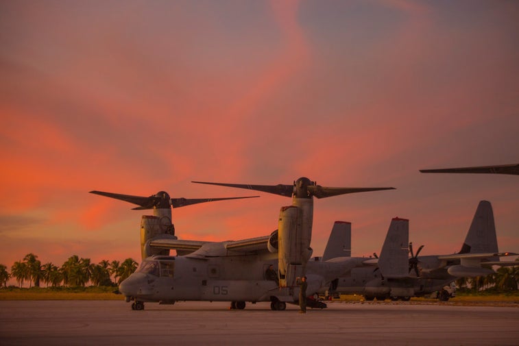 Marine Osprey tilt-rotor aircraft finishes flight across the Pacific