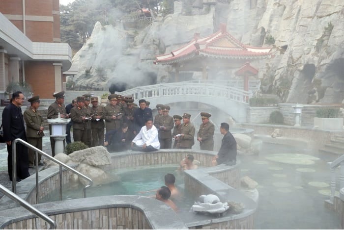 Here’s Kim Jong Un posing for photographs at a North Korean spa