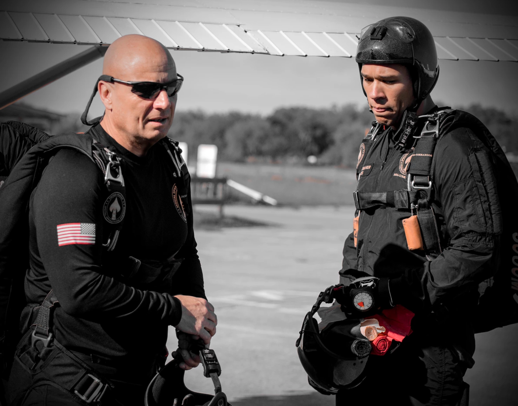 Draher (right) during a pause in jump training.