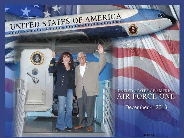 Farr with his wife Joy at the Air Force One exhibit at the Ronald Reagan Presidential Library. Photo credit Jamie Farr.
