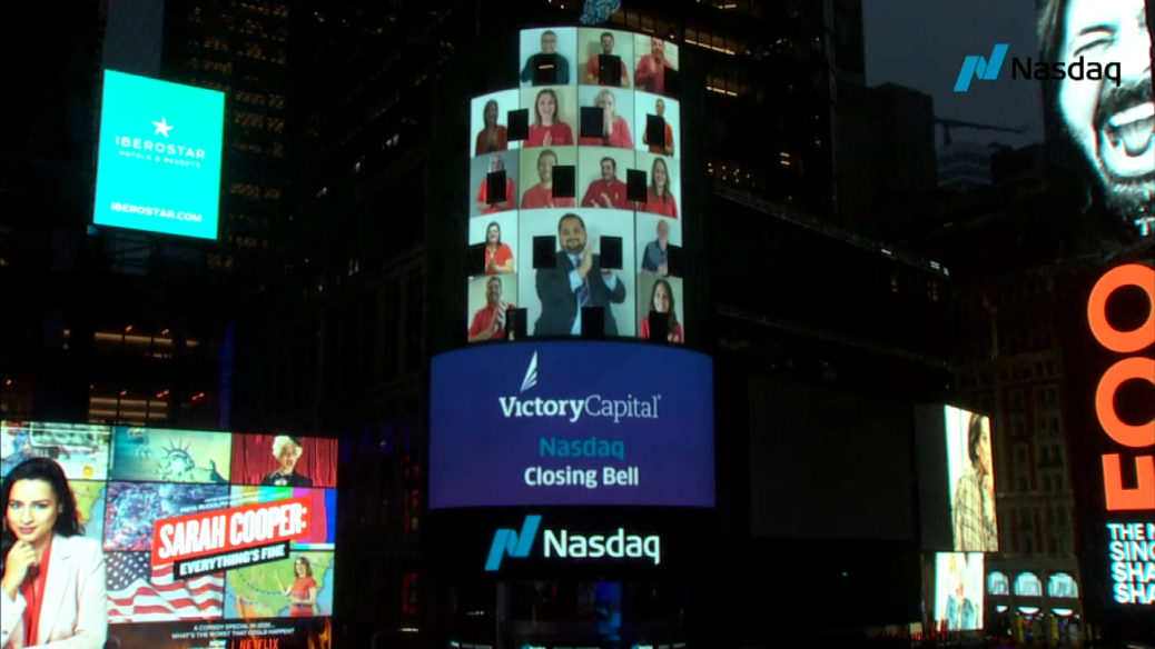 Victory Capital virtually rings the Nasdaq closing bell (Nasdaq Media)