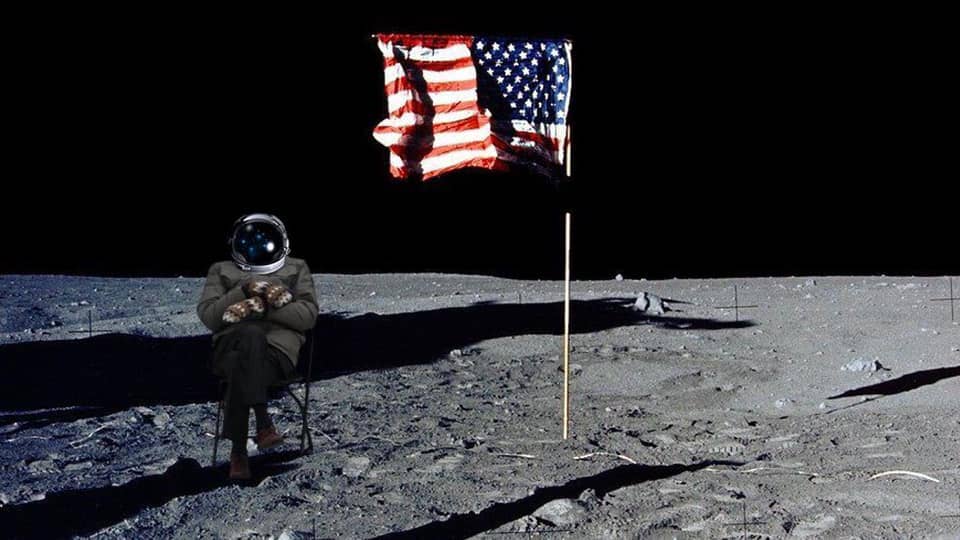 Bernie Sanders photoshopped onto the moon