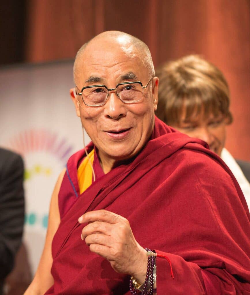 The Dalai Lama in his red robes