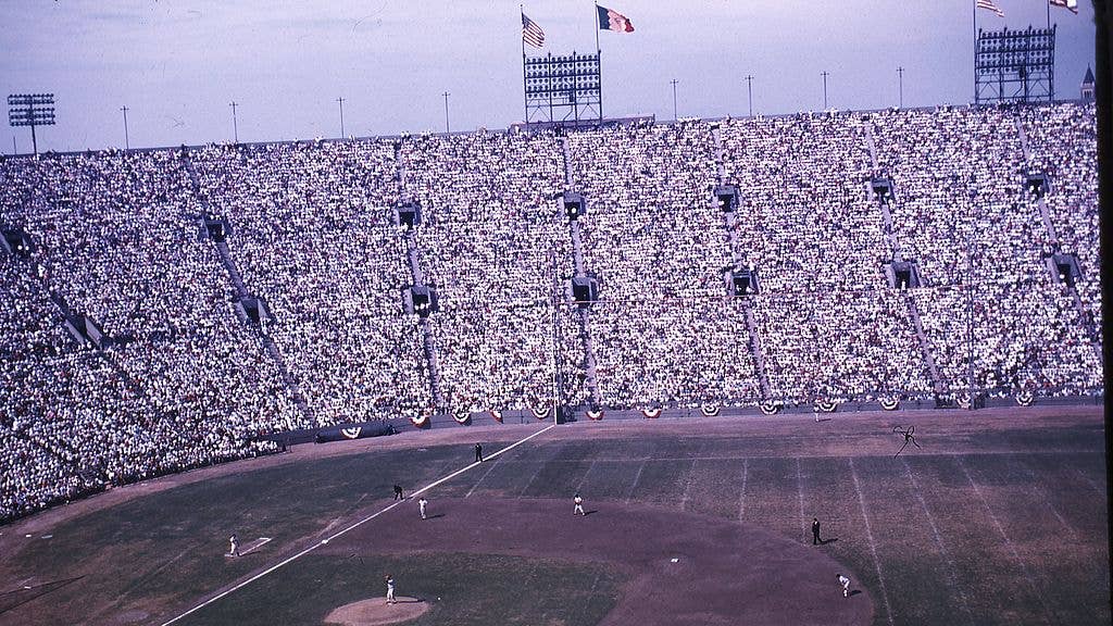 World Series action at the Los Angeles Memorial Coliseum. (Wikipedia)