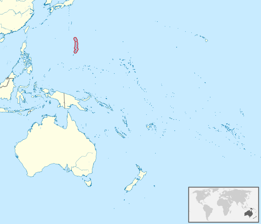 The Mariana Islands are circled in red. (Wikipedia)