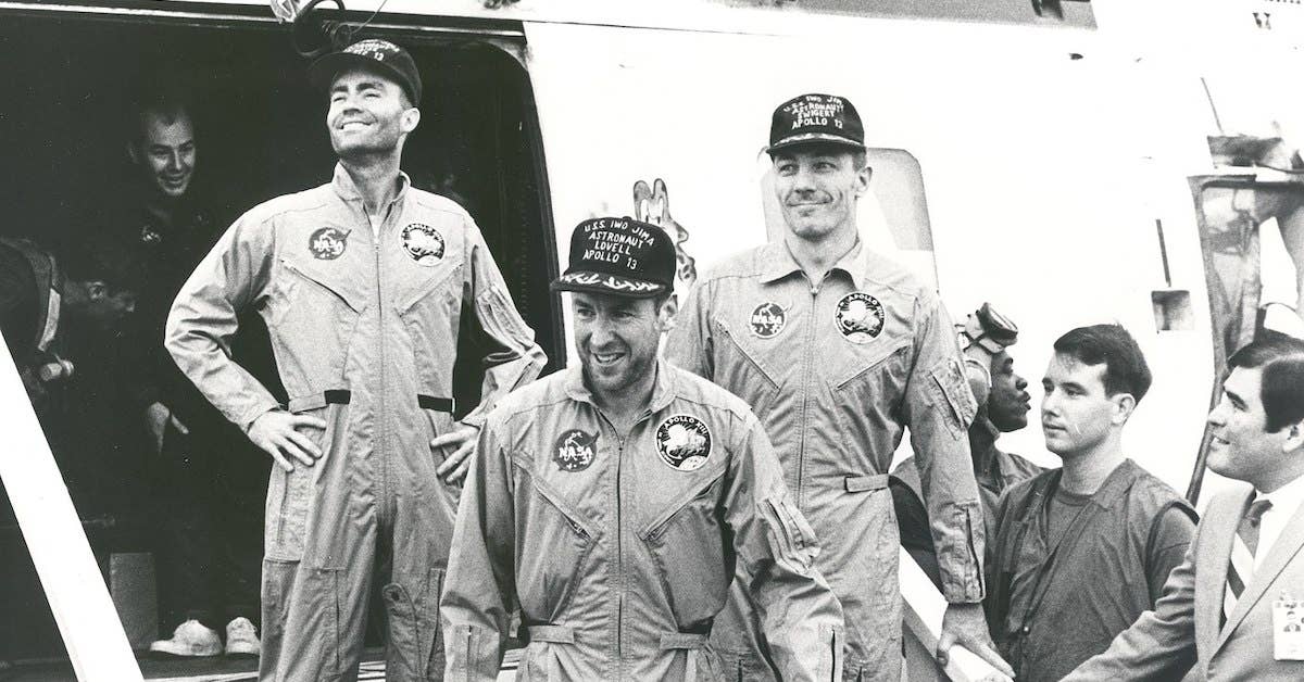 Apollo 13 Crew on USS Iwo Jima