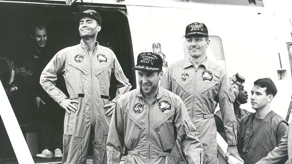 Apollo 13 Crew on USS Iwo Jima