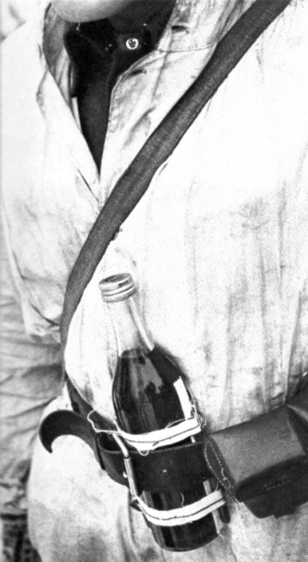 A Finnish soldier with a Molotov cocktail in the 1939–40 Winter War.