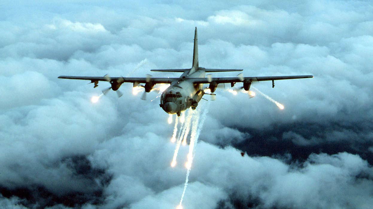 The AC-130H Spectre gunship's primary missions are close air support, air interdiction and armed reconnaissance. Other missions include perimeter and point defense, escort, landing, drop and extraction zone support, forward air control, limited command and control, and combat search and rescue. These heavily armed aircraft incorporate side-firing weapons integrated with sophisticated sensor, navigation and fire control systems to provide surgical firepower or area saturation during extended periods, at night and in adverse weather. 

The sensor suite consists of a low-light-level television sensor and an infrared sensor. Radar and electronic sensors also give the gunship a method of positively identifying friendly ground forces as well as effective ordnance delivery during adverse weather conditions. Navigational devices include an inertial navigation system and global positioning system.