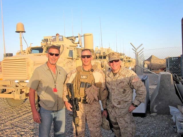 Tim Lynch, David Furness and McNamara in Afghanistan in 2010. These three were Infantry Officer Course instructors together in the early 1990s.