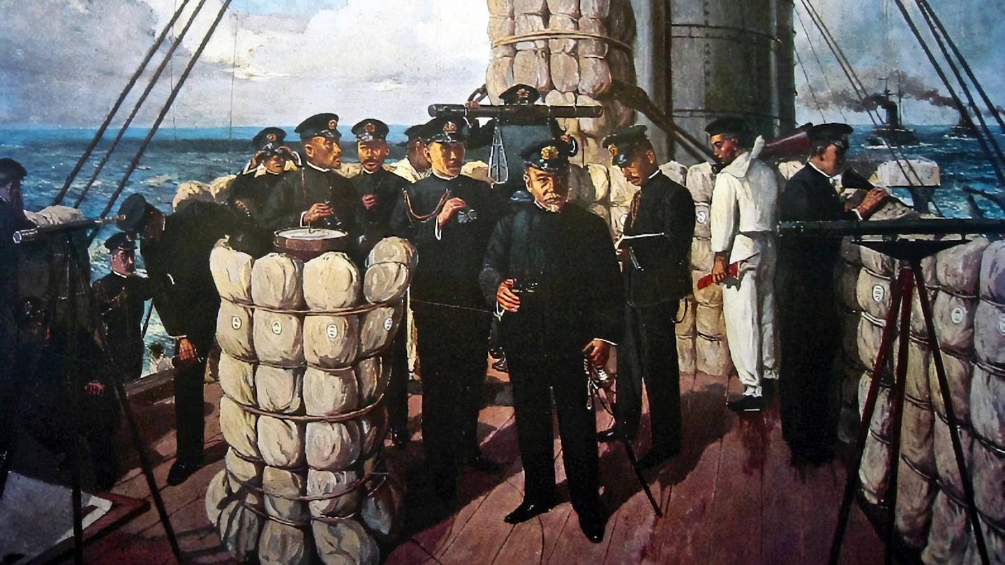 naval battle painting
